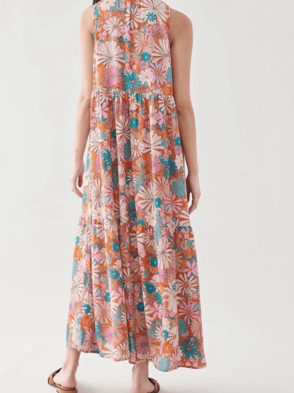 BB Dakota Floral Halter Maxi Dress in Coral Pink size S - Picture 3 of 11